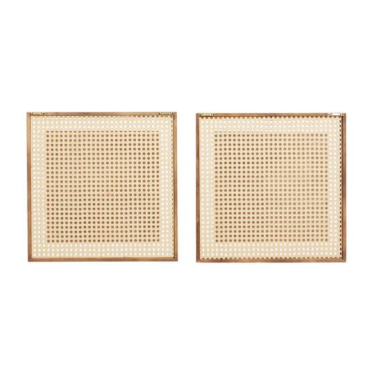 Set of 2 Brown Wood Farmhouse Wall Decor 16"x 16"